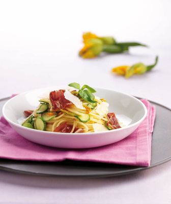 Спагетти с цукини, Пармезаном и Пармской ветчиной